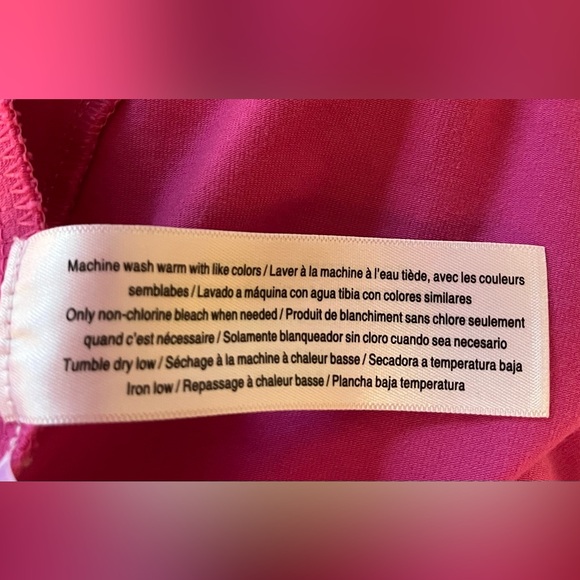 JOCKEY hot pink sleeveless stretchy cotton blend midi dress with pockets, small - Picture 9 of 9